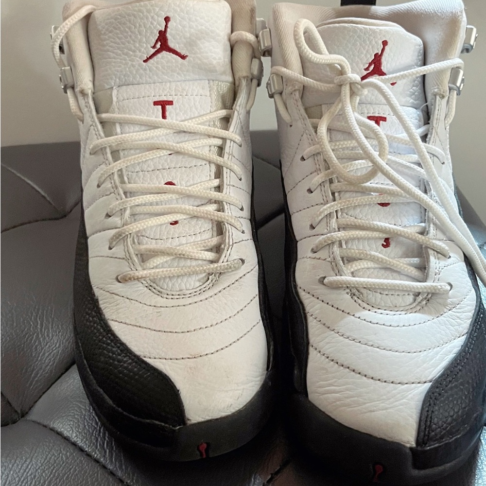 Air Jordan White and Black Sneakers 12s
